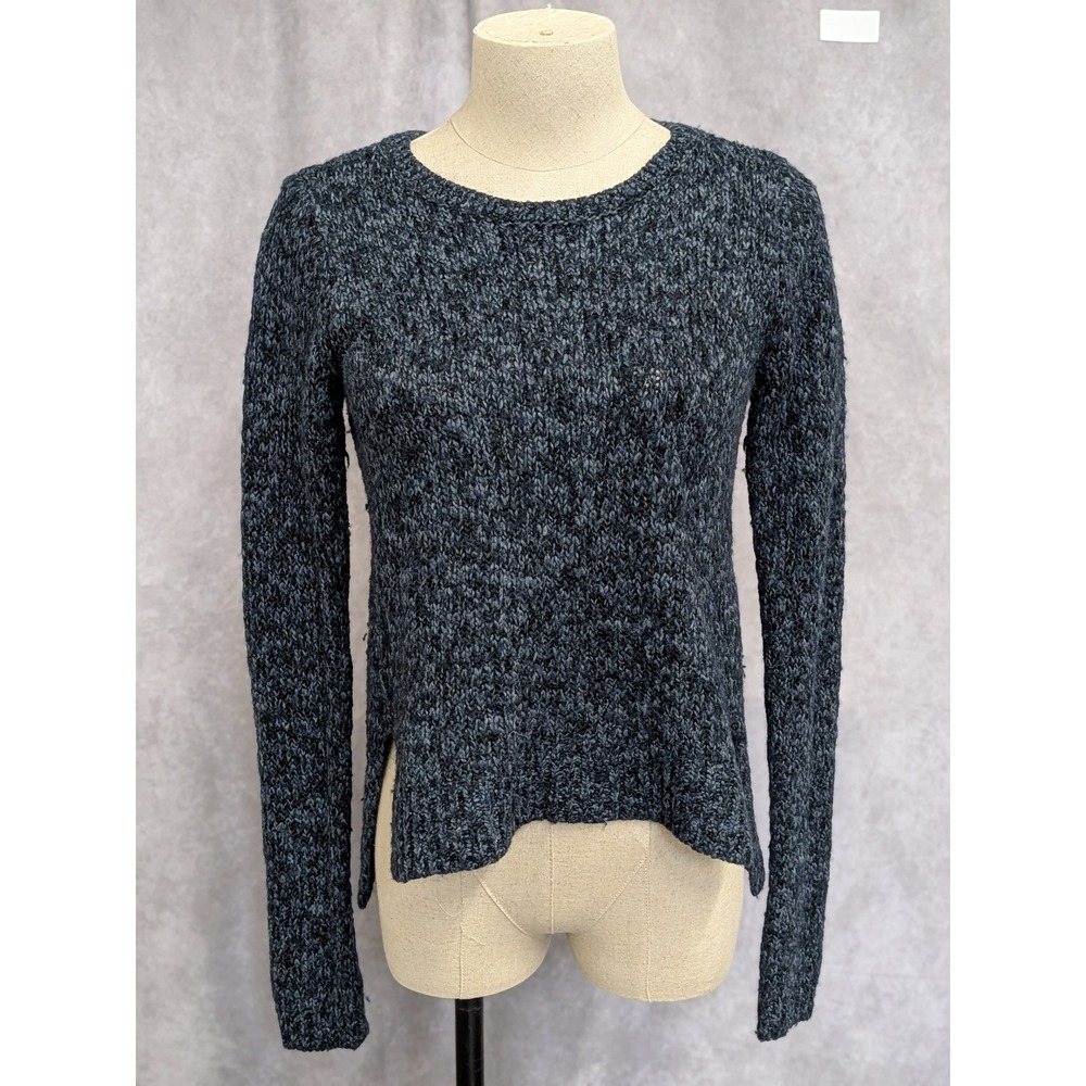 Abercrombie & Fitch Women Small Marled Knit Sweater Navy Grey High Low Hem S C38